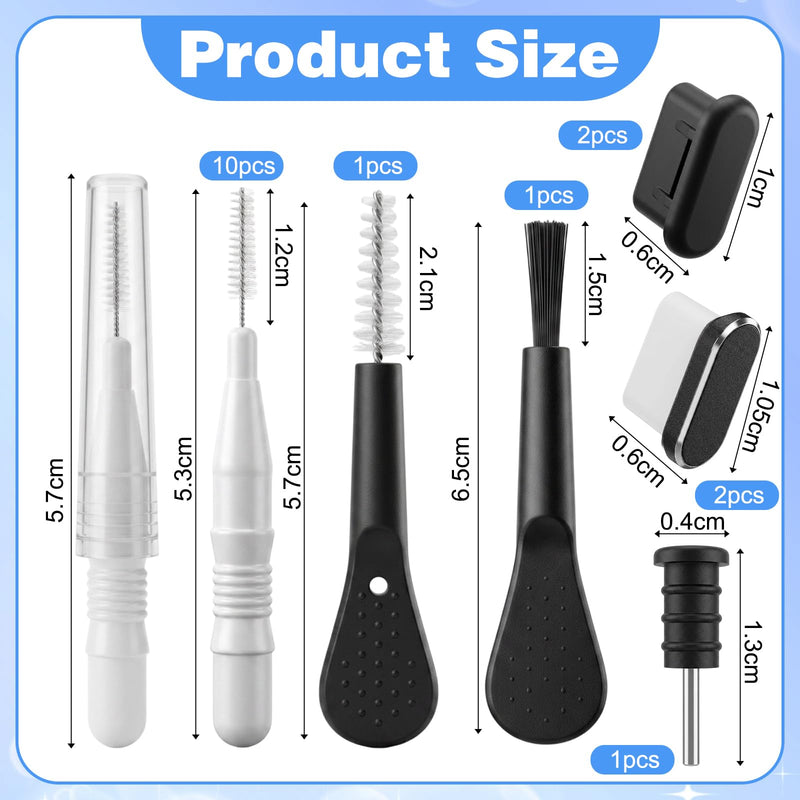 17 Pack Phone Charging Port Cleaner Dual Sided Anti Clogging Nylon Brushes Reusable Speaker Cleaning Tool Phone Charger Port Cleaner Kit for Headphones Phones Camera Tablet Computer