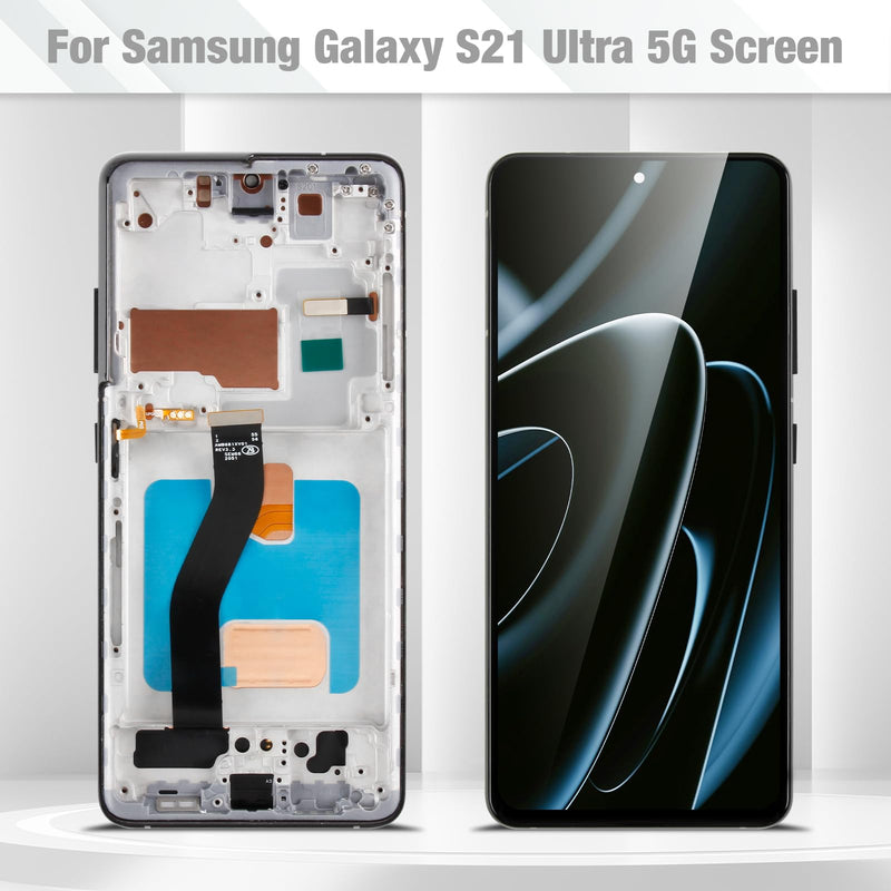 for Samsung Galaxy S21 Ultra 5G Screen Replacement,Black with Frame,Incell | for SM-G998U SM-G998B/DS,G998A, LCD Display Digitizer Touch Screen Assembly,with Tools,No Fingerprint