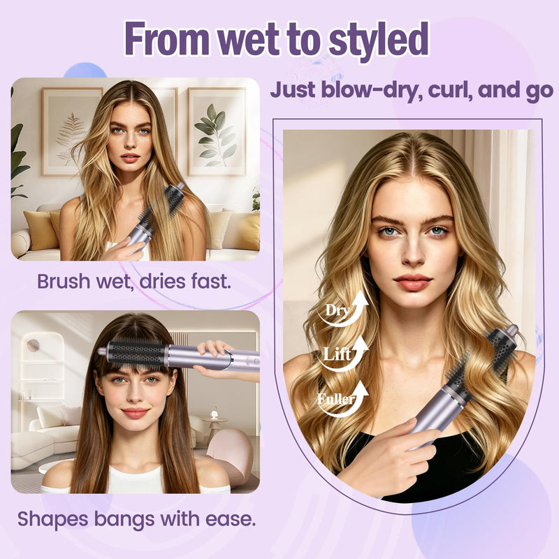 Round Volumizing Brush Attachment for Shark FlexFusion | For Shark Glam Accessories, for Fast Dry Smooth Styling Adds Volume Curls（1.72in Barrel, 2.4in with Bristles）