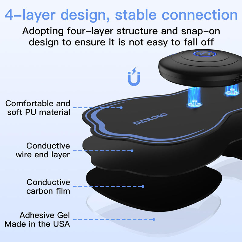 Wireless TENS Unit Electrode Pads Combo Set – 8-Pack Multi-Size Electrodes, Reusable & Latex-Free Replacement Pads for Wireless TENS Units, 3.5mm Snap Connectors (for Multi-Site Pain Relief) Blue