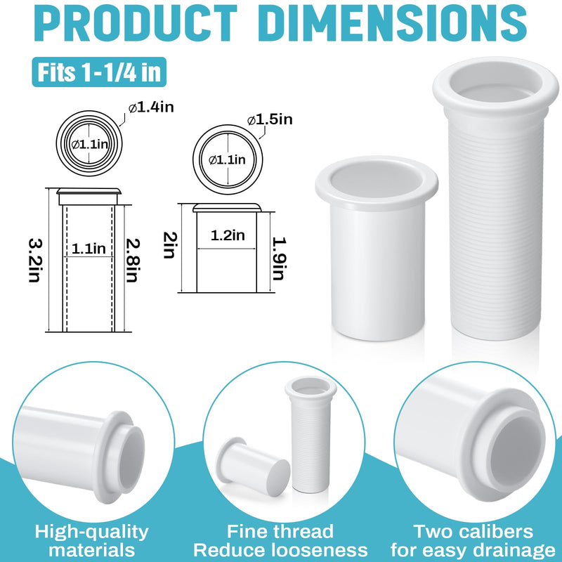 Yaocom 2Pcs Adjustable Splashwell Drain Pipe Opening 1-1/4 inch or 3/4-Inch Plastic Livewell Overflow Drain Pipe for Boat Water Marine Splashwell Livewell Overflow Transom Installation 1-1/4"