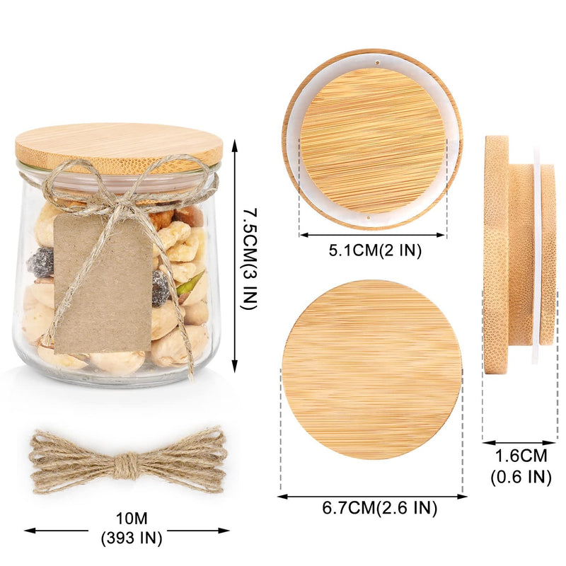 Oui Yogurt Lids Set - Bamboo & Wooden, Silicone Sealed, 12 Pack with Glass Storage Lids Classic*12PCS