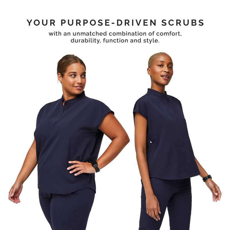 FIGS Rafaela Oversized Scrub Top for Women — Navy Blue, S