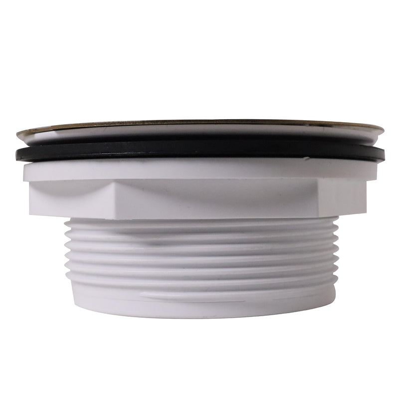 Westbrass D206P-01 2" No-Caulk PVC Compression Shower Drain with 4-1/4" Round Grid Cover, Polished Brass 1-Pack