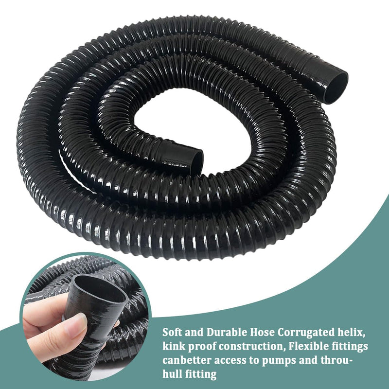 1-1/8 Inch Bilge Pump Hose Dia Plumbing Kit,Bilge Pump Installation Kit-12V 1100GPH Bilge Pumps,6 FT Premium Quality Kink-Free Flexible PVC Hose,1-1/8 Inch ABS Thru-Hull Fitting,2 Hose Clamps kit-2