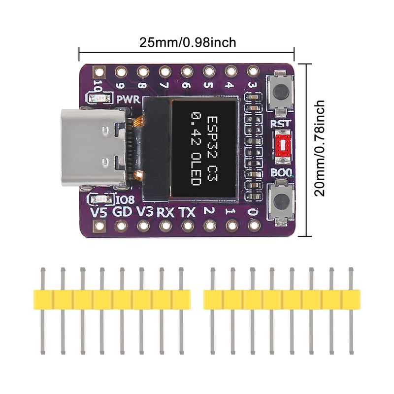 3PCS ESP32-C3 OLED Development Board with 0.42 Inch OLED Module Ceramic Antenna WiFi Bluetooth ESP32 Supermini Development Board 3PCS
