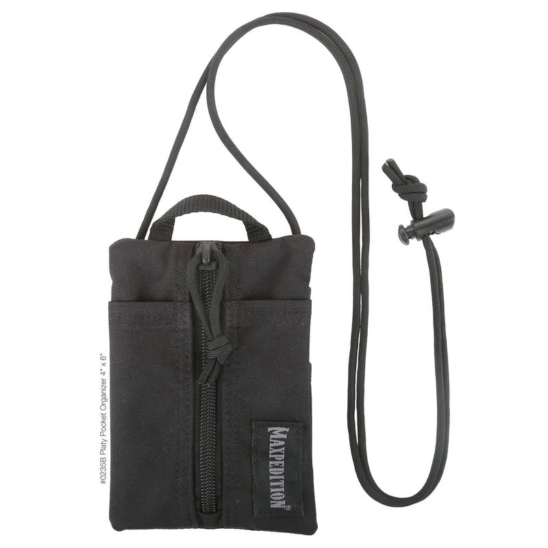 MAXPEDITION Platy Pocket Organizer, Durable EDC Tool Pouch for Men, Neck Wallet with Paracord Lanyard, Holds Flashlight, Multitool, Pen, Notebook Black 4" x 6"