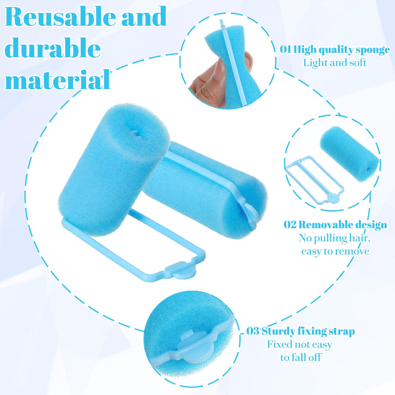  [AUSTRALIA] - 24Pcs Blue Sponge Rollers for Hair, Sponge Hair Rollers(2.36×1.18",Blue) | 6x3cm.Soft,Lightweight,No-Heat,Overnight Safe.80g Set.For All Hair Types,Curls,Bangs,Travel