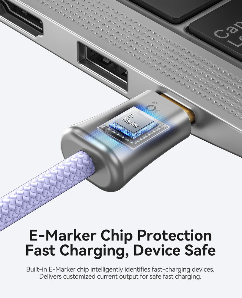 ORICO 240W USB C to USB C Cable 3.3ft Nylon Braided Fast Charging Cord | PD 3.1 / E-Marker Chip & Matching Cable Organizer, Compatible with MacBook Pro, iPhone 17, Samsung S24, iPad