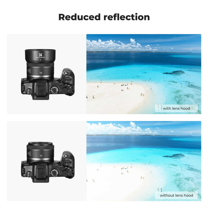 K&F Concept Lens Hood for Canon RF 50mm F1.8 STM Lens, Reversible Snap on Camera Lens Shade Replacement of Canon ES-65B Hood, Compatible with 43mm Filters and Lens Cap