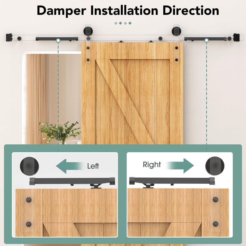 Barn Door Soft Close Hardware Kit,Barn Doors Buffer Damper Stopper is Suitable for Most Flat Track Sliding Door Systems.Supports Doors Weighing 88-132 lbs,No Hole Installation (Black 2pcs) Black 2pcs