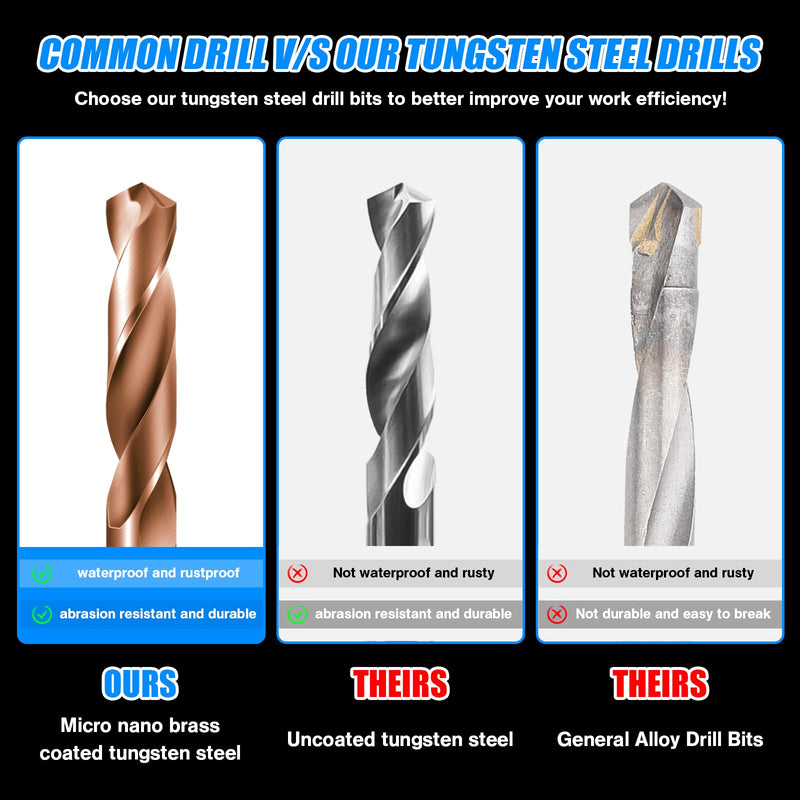 Drill Bit Set 4 Pcs Solid Carbide Drill Bits, 1/8" 1/4" 3/16" 1/16" Tungsten Carbide Drill Bits with TISIN Coated, Metal Drill Bit Set for Stainless Steel Hardened Steel Cast Iron Alloy Copper 1/4" 3/16" 1/8" 1/16"