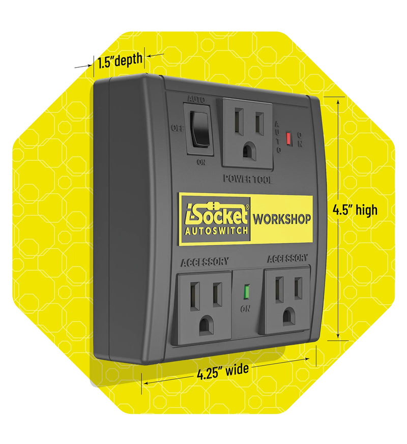 Automatic Vacuum Switch for 2 Power Tools, Auto/On/Off Mode, Delay Shut Off Shop Vac, Ideal for Dust Collectors, Workshops, and contruction worksites