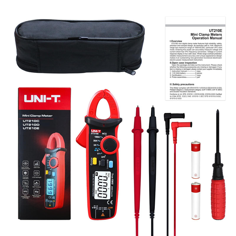 UNI-T UNI T UT210e Mini Digital Clamp Meter & Phillips Screwdriver, HVAC Tool AC DC Amp Clamp Meter Multimeter Tester Voltmeter Continuity Tester Capacitor Ohmmeter & Cross Screwdriver