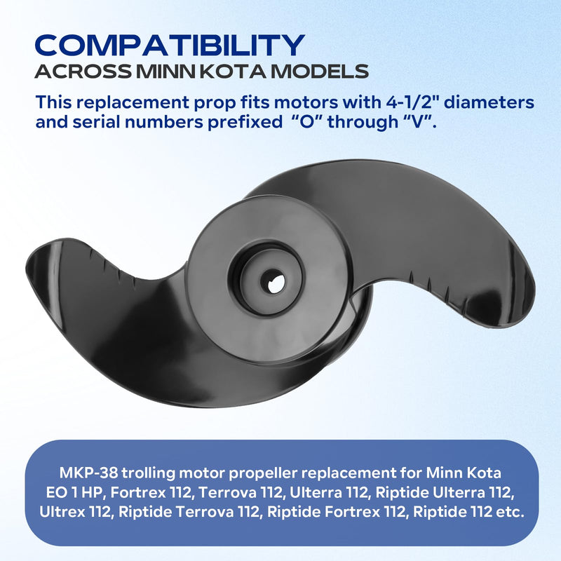 MKP-38 Weedless Wedge 2 Prop Compatible with Minn Kota 4-1/2" Diameter Motors, 1865023&1378160 Trolling Motor Prop Fit for Minn Kota Ulterra,Fortrex,Terrova,Riptide ST/SF112LB Thrust Motor Parts