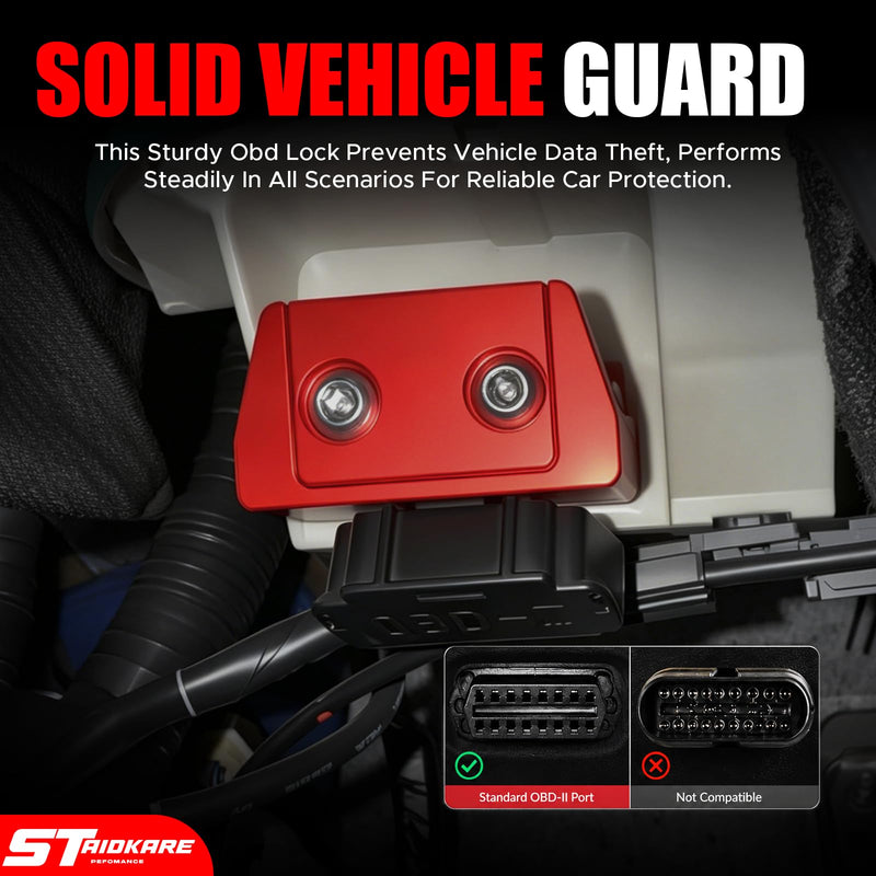 OBD II Port Lock Aluminum Alloy Anti-Theft OBD Port Locking Tool Security Lock with Key for Standard OBD-II Vehicles