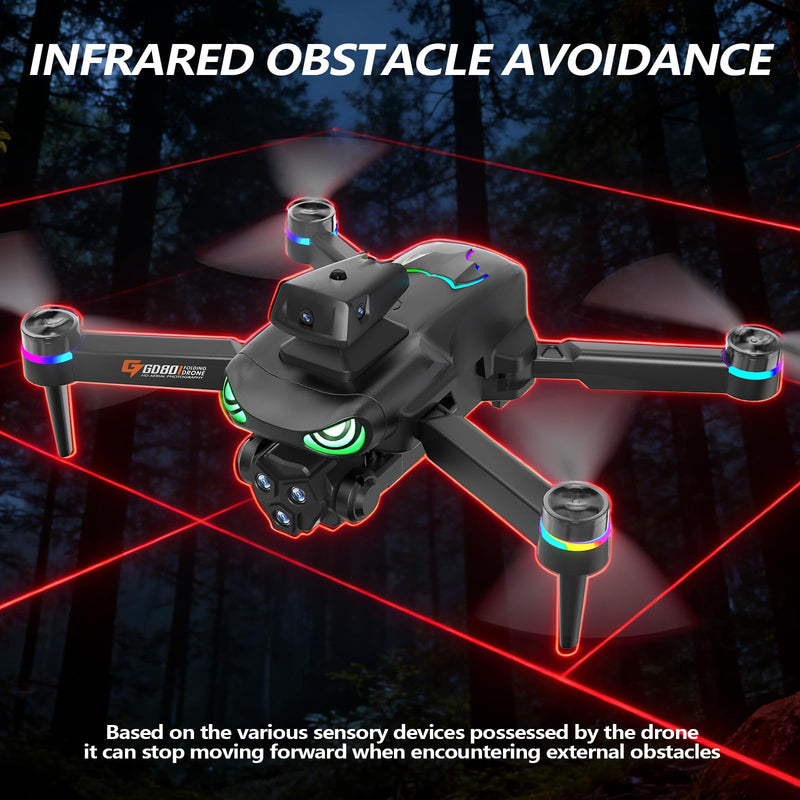 Drone with camera, screen on controller, drone with obstacle avoidance | Drone with camera 2 Batteries, Optical Flow Positioning, One-Touch Takeoff/Landing, drone with camera for kids, Red