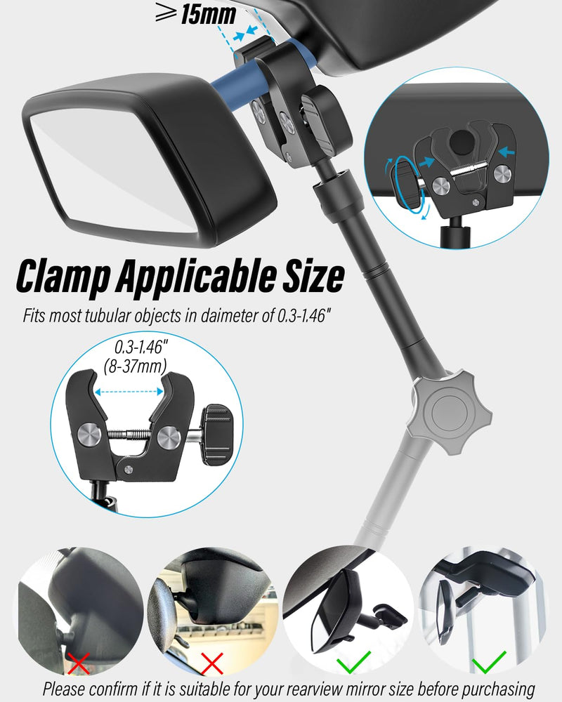 Rearview Mirror Phone Holder for Car - [Metal Arm Clip] Cell Phone Holders for Your Car Mount Automobile Hands Free Cradle Rear View Mirror for iPhone Air 17 16 15 14 13 Pro Max, Galaxy, 4-7" Phones