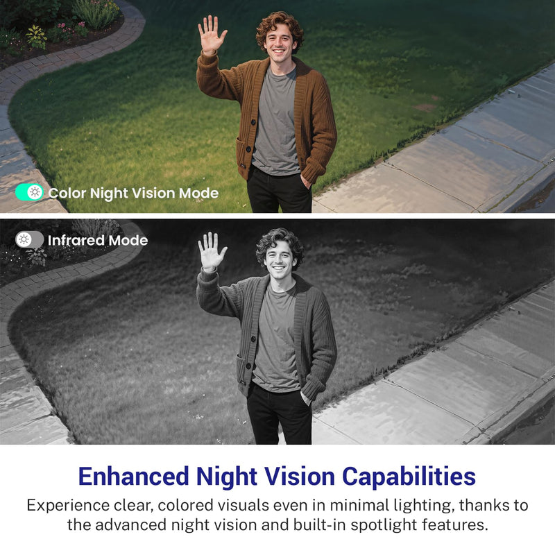 1080P Solar Security Cameras Wireless Outdoor, 360° View Pan/Tilt 2.4Ghz WiFi Outside with Color Night Vision, Easy to Install, Real-Time Alerts, Cloud Storage, 2-Way Audio (Wi-Fi)