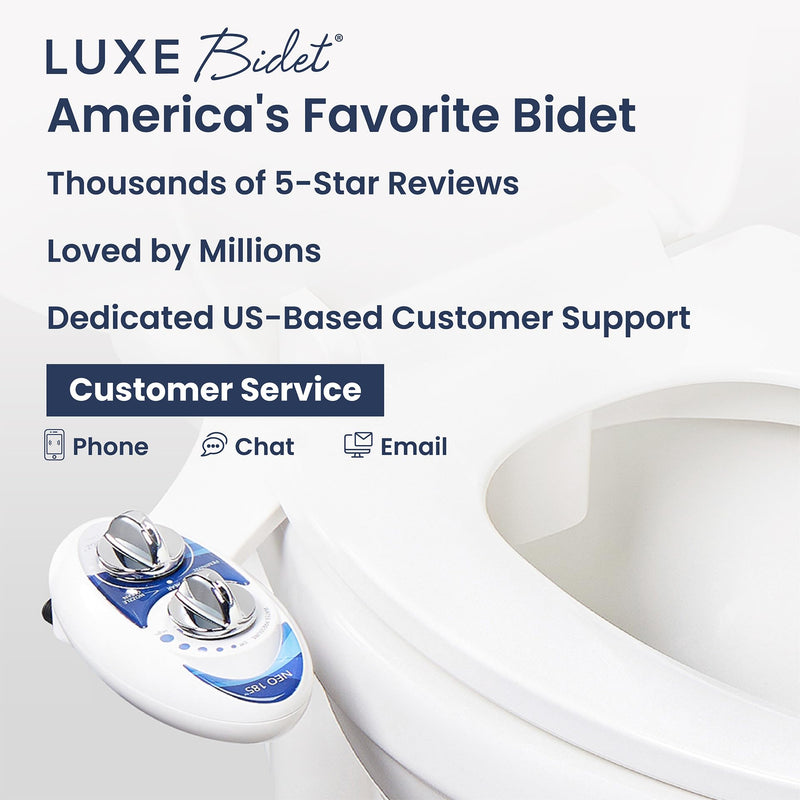 LUXE Bidet NEO 185 - Dual Nozzle, Self-Cleaning, Non-Electric Bidet Attachment for Toilet Seat, Adjustable Water Pressure, Rear & Feminine Wash (Blue) Blue