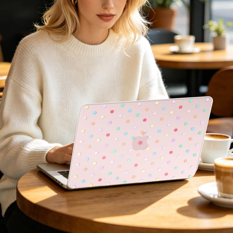 Feams for MacBook Neo 13 Inch Case 2026 A3404, Stylish Protective Clear Case Hard Shell Transparent Cover for MacBook Neo 13 Inch 2026 (A18 Pro Chip) with Keyboard Cover, Colorful Polka Dot