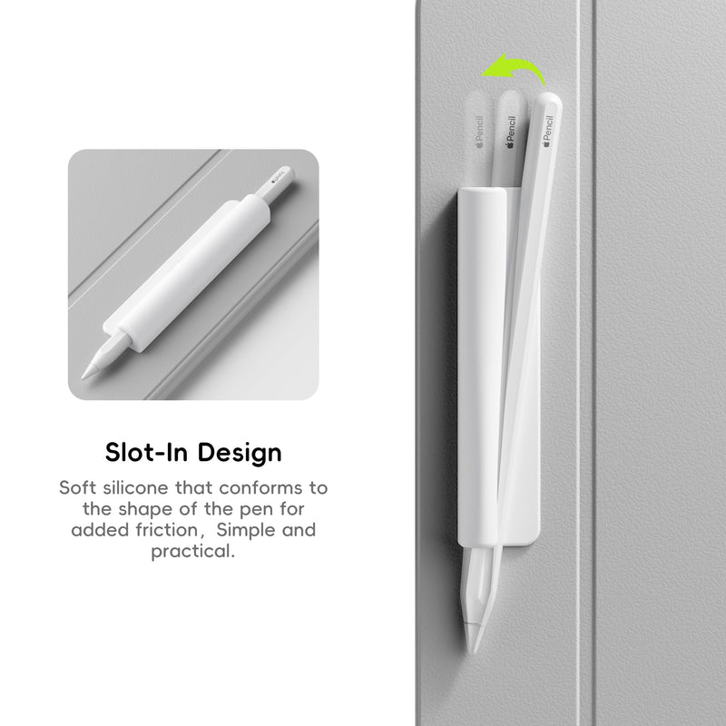 ELETIUO Silicone Pencil Holder Sleeve,Compatible with Apple Pencil (USB-C),Apple Pencil 1st/ 2nd Generation,Strong Adhesive Sticky Attached to iPad Case for Stylus Pens and Most Pens,White White