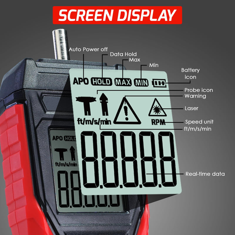 2-in-1 Digital Tachometer, Non Contact RPM Meter Laser Photo Tachometer 3~100,000 RPM, Contact RPM Tachometer 3~19999RPM Speed Meter with Data Hold, Max/Min/AVG