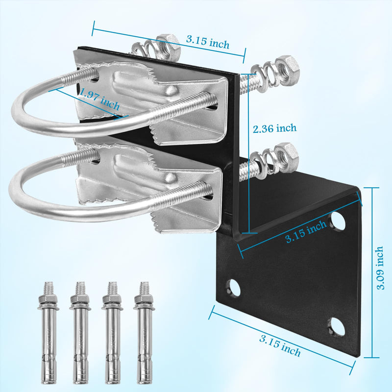  [AUSTRALIA] - XRDS-RF Antenna Mount Kit, Black-Coated Pole Mount Bracket with Double U-Bolts Clamp V Jaw Bracket for Outside Home Antenna Holder 1 Set