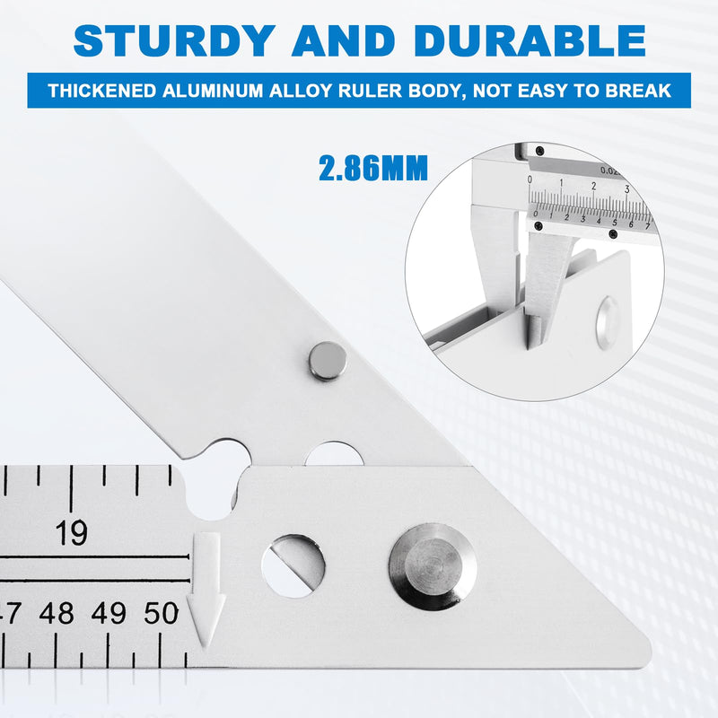 Folding Triangle Ruler 23.4inchs, Aluminum Framing Square Carpentry Squares Construction Framing Tool Collapsible Square Right Angle Ruler 23.4inch