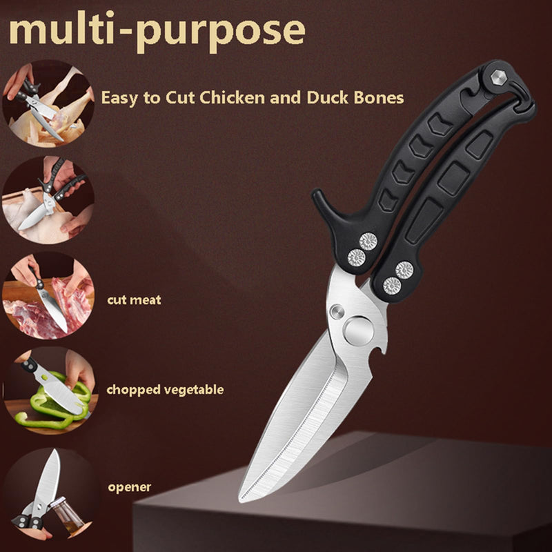 Kitchen Scissors/Shears,Multi-purpose Super Sharp Heavy Duty Poultry Scissors,for Poultry, Fish, Meat, Vegetables, a Good Partner in the Kitchen (Black) Black