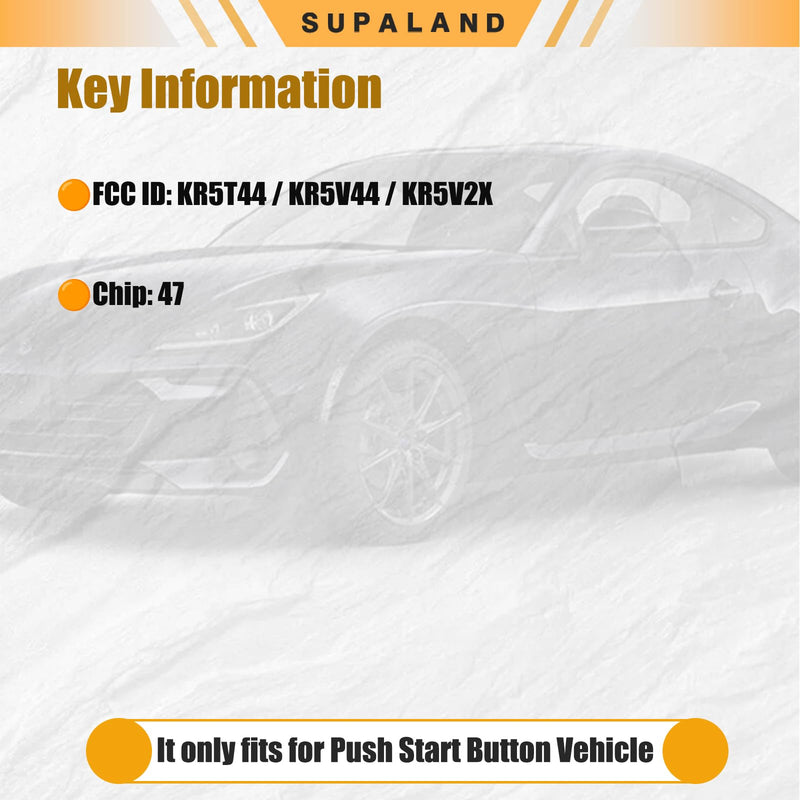 SUPALAND Key Fob Keyless Entry Fits for Honda CRV Pilot Civic Passport CR-V 2016-2022 Remote Control Smart Key Replacement Push Start Button KR5T44 / KR5V44 / KR5V2X 47 Chip 433Mhz 5B