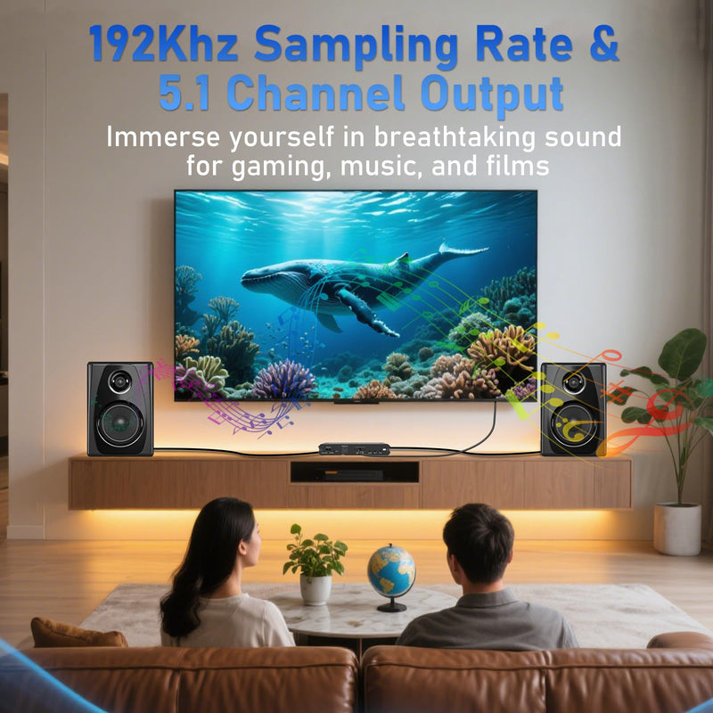 Tendak 192KHz eARC/ARC Audio Extractor, Digital to Analog Audio Converter, HDMI eARC/ARC + Optical to HDMI + Optical + L/R + 3.5MM Stereo for HDTV Soundbar Speaker Amplifier Headphones