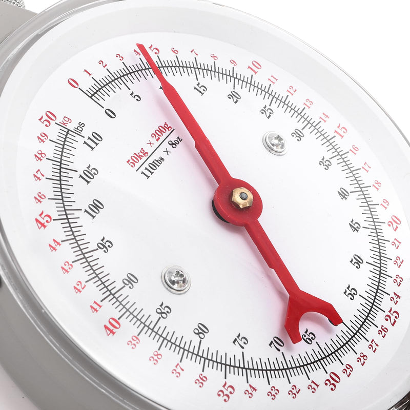 Precision Hanging Scale, 110 LB / 50KG Spring Dial Weight Scale Large Game Scale, Heavy Duty Mechanical Kitchen Weighing Food Scale for Market, Feeding, Kitchen