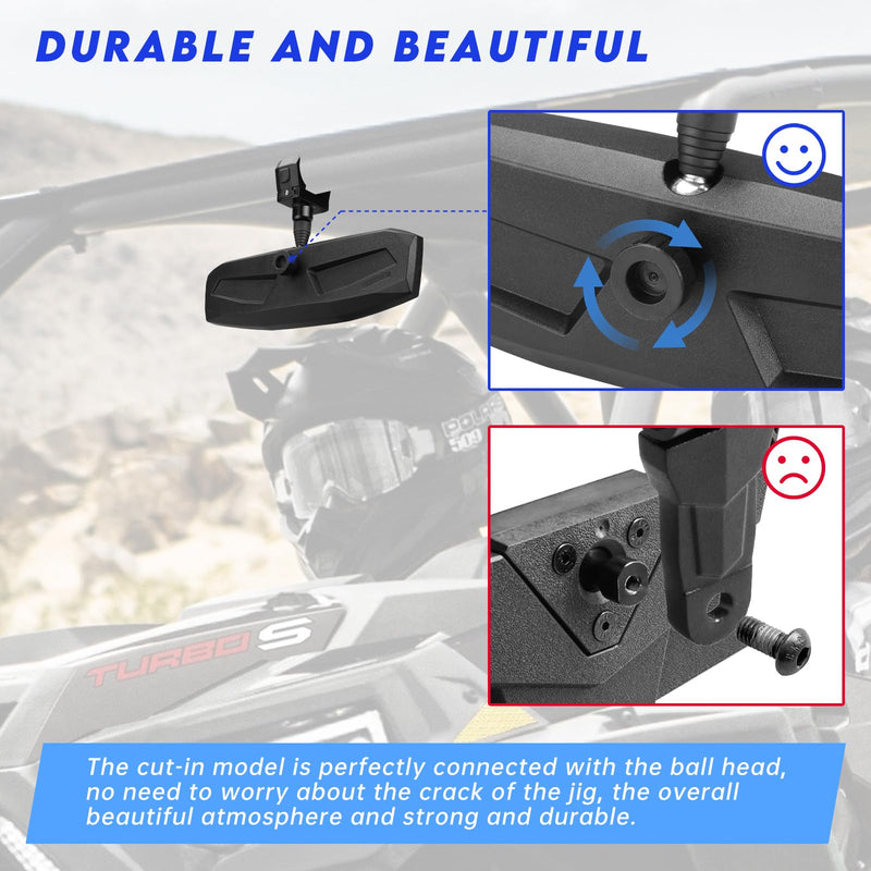 UTV Rear View Mirror,SXS UTV Mirrors HD,360°Adjustable Angle for 1.5" to 2.0 inch Round Roll Cage,Compatible with Polaris RZR,Honda Pioneer,Kawasaki KRX/Mule,Yamaha,Talon,Can Am X3,CFMOTO