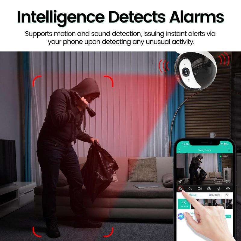 2K Security Camera Indoor,House Cameras with Audio and Video,Plug in Surveillance Cameras for Home Security,8X Zoom,IR Night Vision,Sound/Motion Detection,2-Way Talk,Supports Alexa 2K/3MP