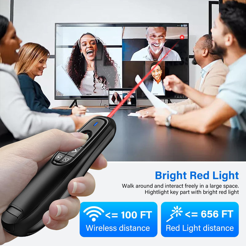 2-in-1 USB Type C Presentation Clicker, Wireless Presentation Clicker PowerPoint Presenter Remote with Volume Control, Powerpoint Clicker with Slide Advancer for Computer/Laptop/Mac A-F10 A-USB+TYPE-C
