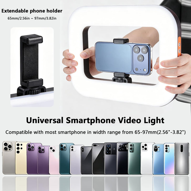 Cell Phone Video Light,Smartphone Camera Ring Light Video Rig with Phone Holder,Handheld Video Stabilizer Rig for Vlogging Video Recording