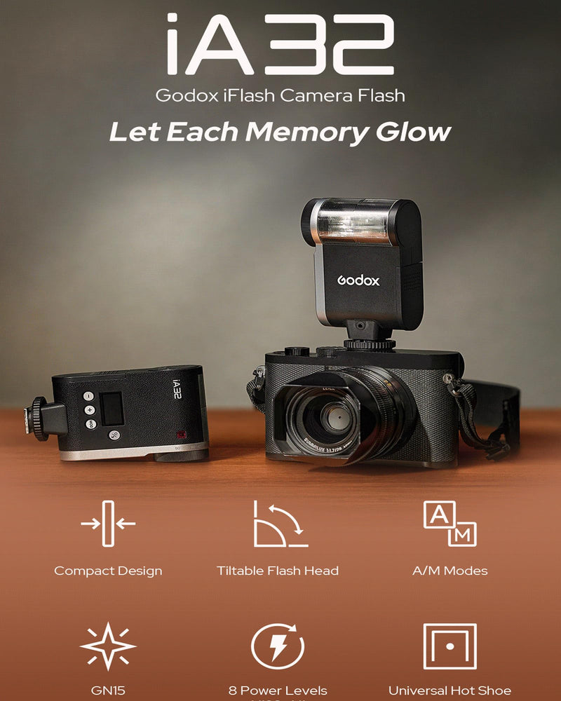 Godox iA32 iFlash Camera Flash,Auto and Manual Modes, Lightweight Portability Single-Contact Hot Shoe Flashes