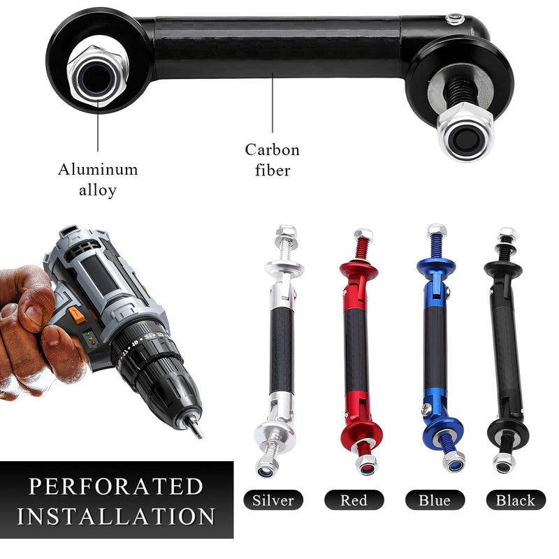 2 PCS 45mm Car Bumper Protector Splitter Strut Rod, Adjustable Front Rear Bumper Lip Strut Brace Rod, Carbon Fiber Universal Bumper Support Bars Fasteners Lever, Car Accessories (Black)