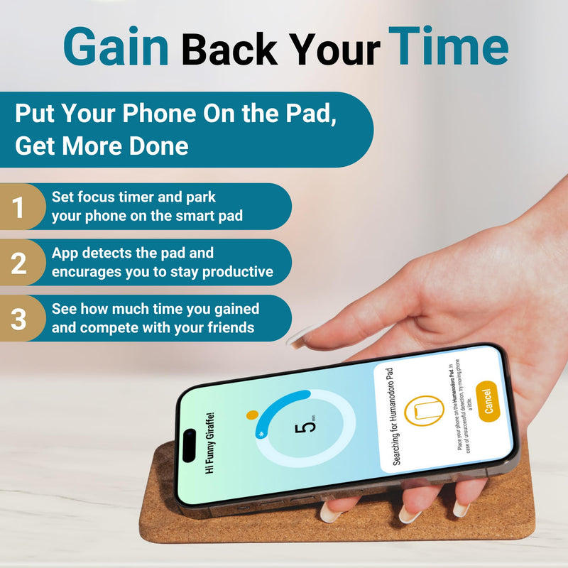 Smart Pomodoro Timer Smart Pad with Free Companion App | Boost Focus & Productivity | Minimize Digital Interruptions | Perfect for Work and Study | Made in EU