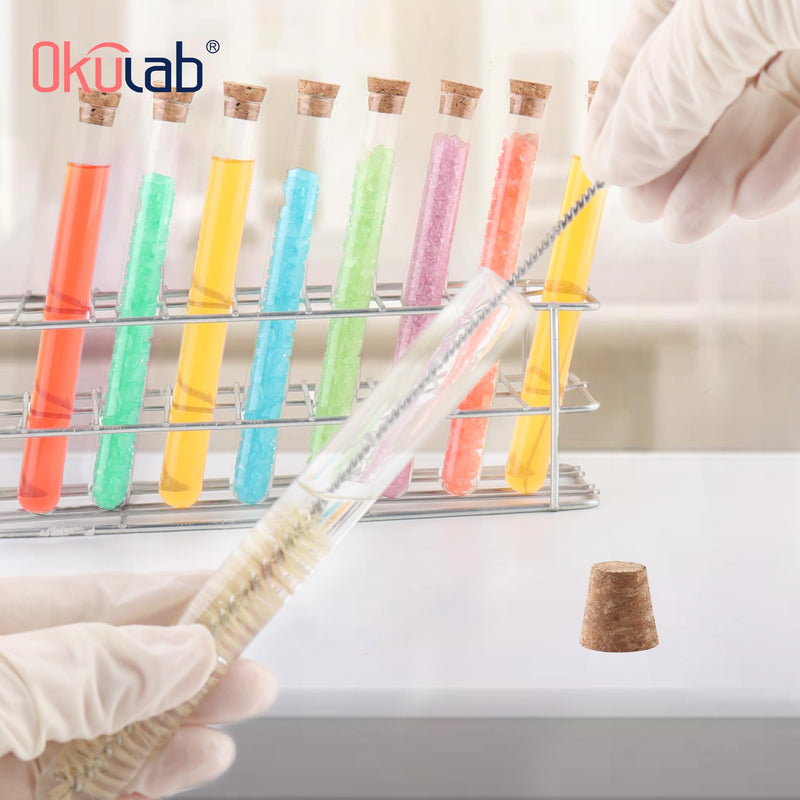 Glass Test Tubes Bulk 50pcs,16ml 20x100mm Test Tube with Cap and Brush, Glass Test Tube for Scientific Plants,TTGS01A50 50pcs of 20x100mm(16ml)