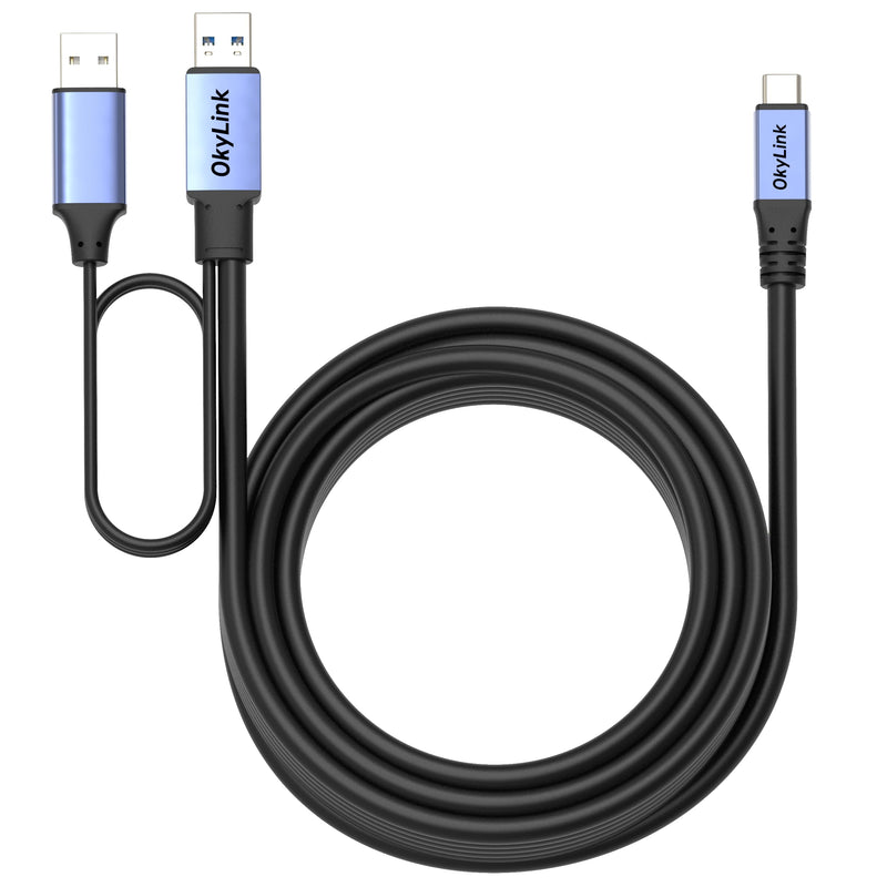 Active USB 3.0/3.2 Gen1 A to C Data Cable 32ft/10M – High-Speed 5Gbps, Signal Amplifier, Optional Power, Long-Distance Cable for VR, SSD, Docking Station, Printer 32ft (10M) Black cable + Gray shell