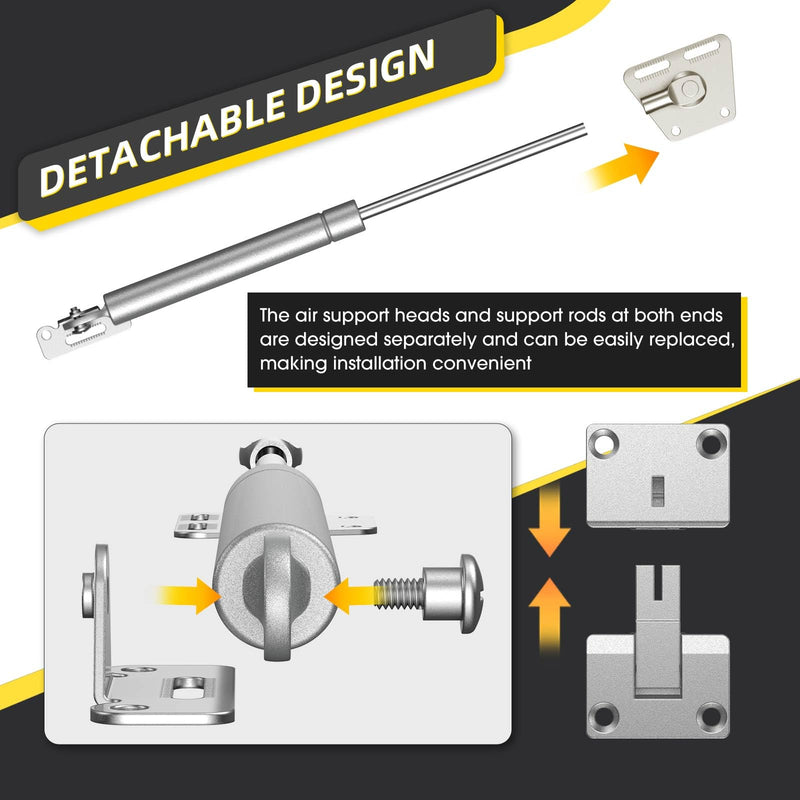 Drop Down Gas Struts,with 90 Degree Page Turning axis,Gas Spring Hinge,for Cabinet and Desk Downward Flap Slowly Down,Only Open Down The Door (2, Silver) 2