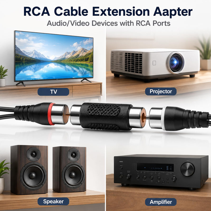 12-Pack RCA Female to Female Adapter, RCA Adapter Audio Video Connector RCA Extension Cable Adapter Coupler for TV Phono Speaker & Amplifiers