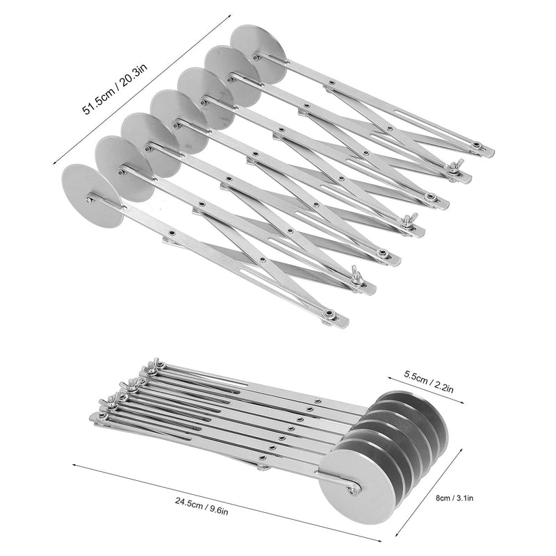 Mxzzand Pastry Cutter Pizza Wheel Dough Divider Adjustable Arm Rust‑Free High Hardness Stainless Steel Hotel Restaurant(Seven round pizza slice)