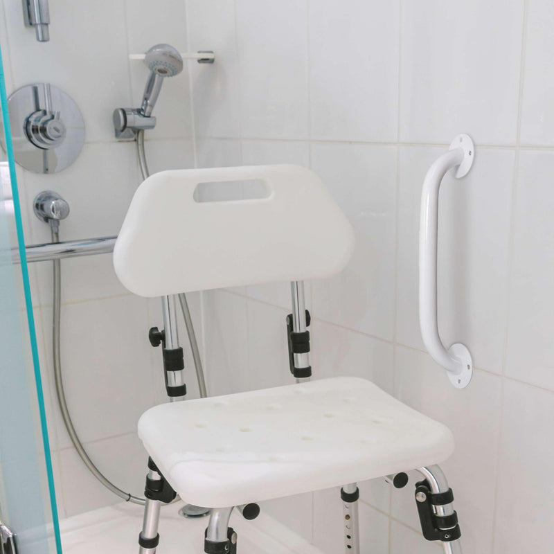 White 12 Inch Grab Bars for Bathtubs and Showers - Powder Coated Steel Bathroom Safety Rail Handle - Non Slip Grip Handicap Grab Bar for Seniors, 250 lbs Weight Support Capacity 12"