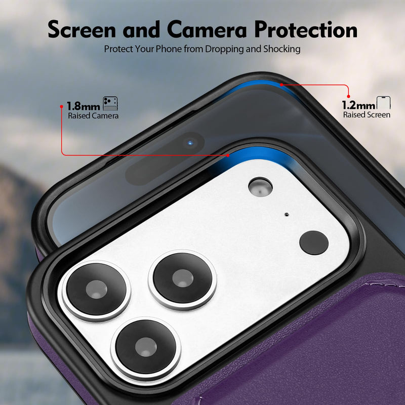 Antsturdy for iPhone 17 Pro Max Wallet Case with Card Holder,Purple | Magnetic Clasp,RFID Blocking,PU Leather,Flip Folio Shockproof Phone Cover,with Credit Card Slots & Kickstand for Men & Women Purple iPhone 17 Pro Max - 6.9"