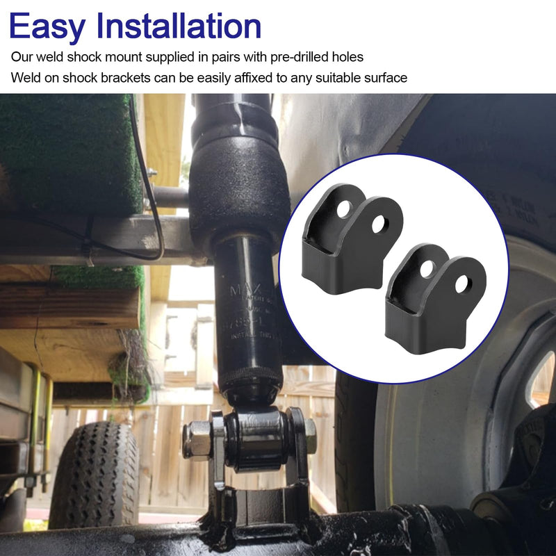 Shock Bracket Weld On Shock Mount - Heavy Duty Brackets for Off-Road Trailers Rear Axle Shock Mount Bracket Kit, Thick Weld On Shock Brackets - 1 Pair