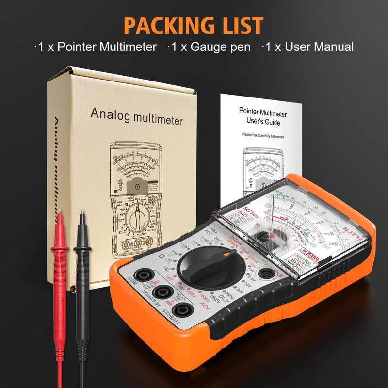 S471 Analog Pointer Multimeter, High Sensitivity Needle Meter for DC/AC Voltage Current Resistance Testing, Portable Battery and Load Tester with Built-in Fuses Analog - Pointer