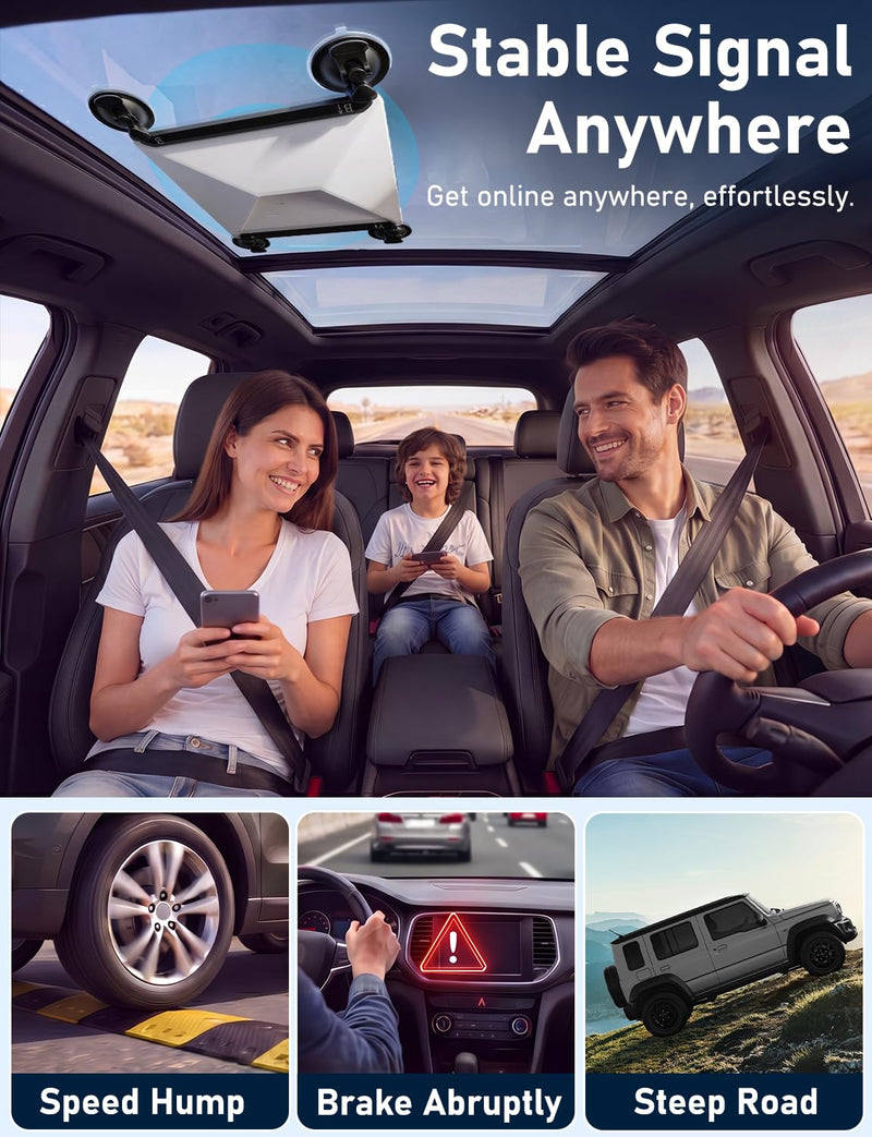 Starlink Mini Suction Cup Mount | for Car Sunroof Window|Strong Grip|No Tool Install|2 Spare Suction Cups|All-Weather Stability for RVs, Trucks, Boats& Camping Black